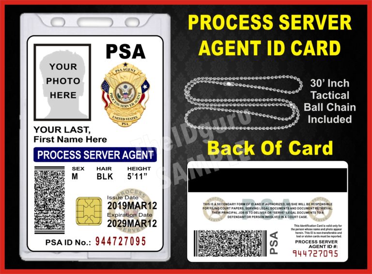 Process Server ID Card Custom with your PHOTO and LOGO or Badge Graphic