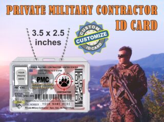 Private Military Contractor ID Card (PMC) Custom with your PHOTO and LOGO or Graphic