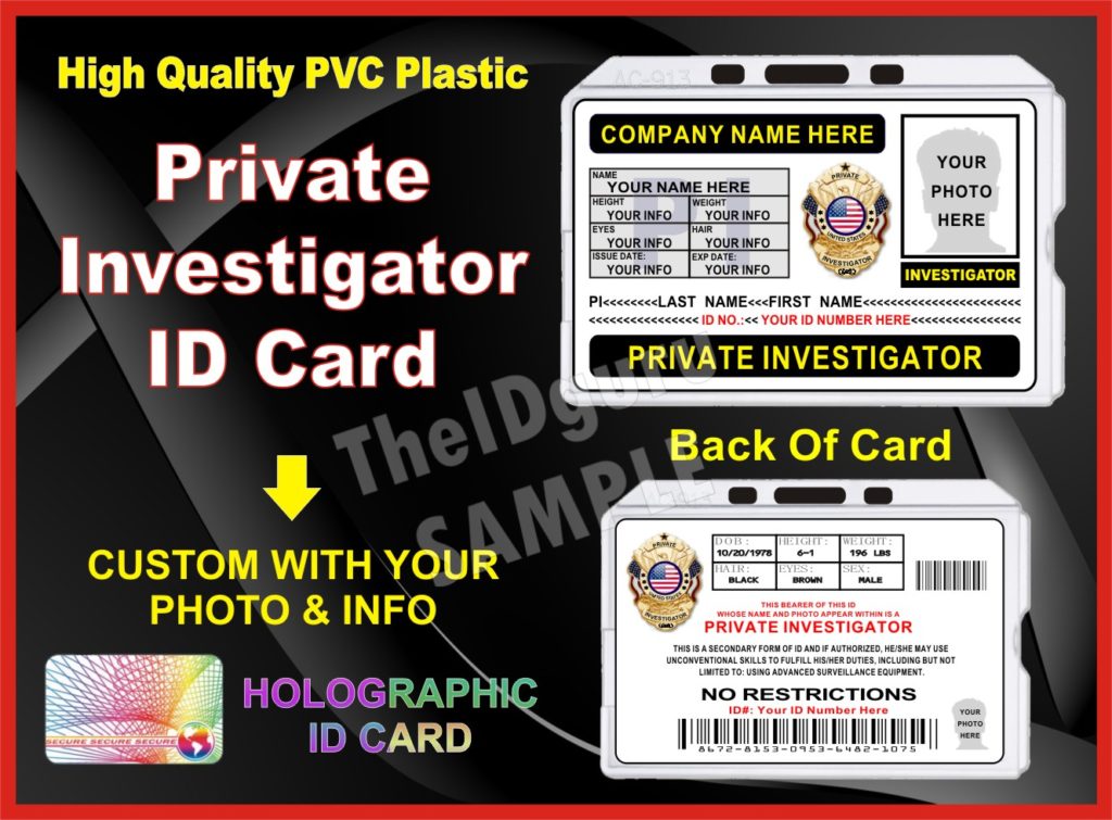 Private Investigator ID Card (Horizontal) | The Id Guru