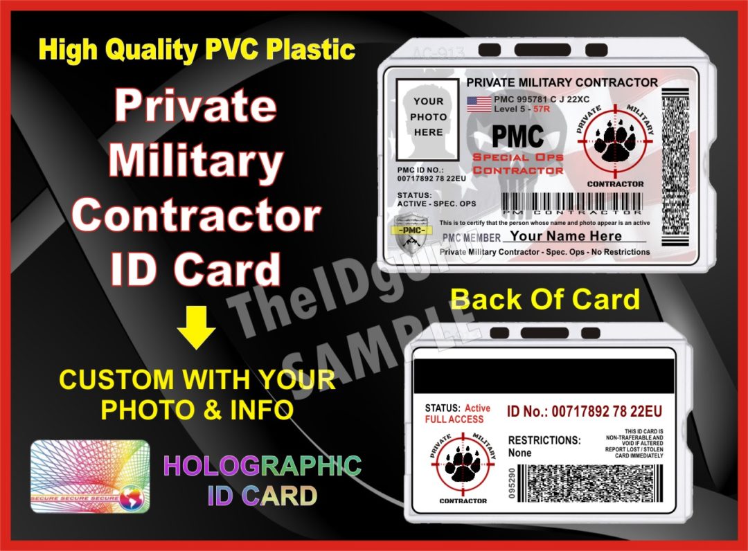 Private Military Contractor ID Card (PMC) Custom with your PHOTO and ...