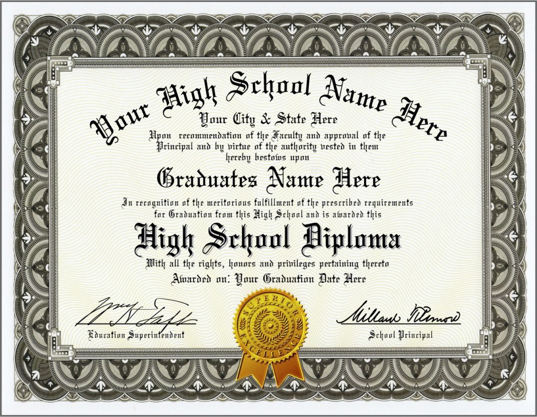 High School Diploma – Custom with Your Information – Premium Quality ...