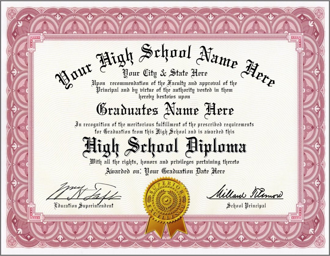 High School Diploma – Custom with Your Information – Premium Quality