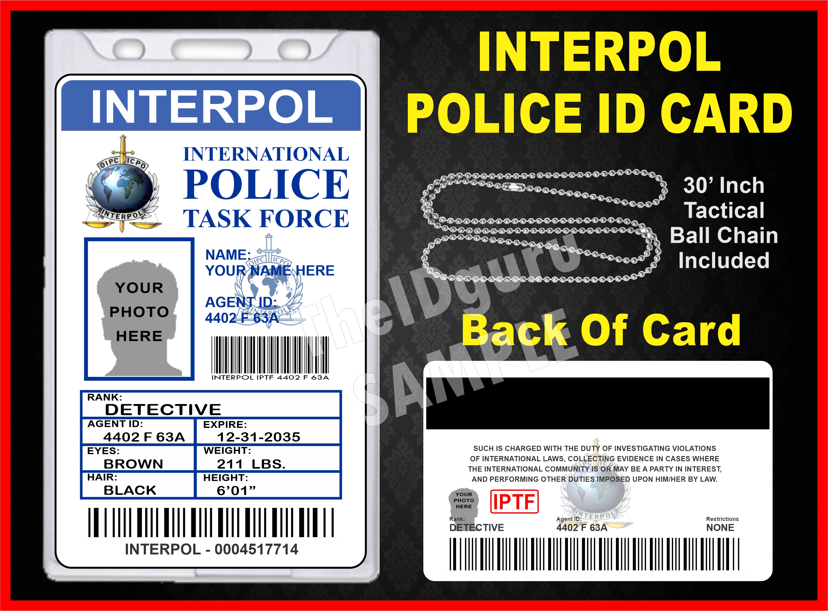 Interpol Police ID Card  The Id Guru Inside Mi6 Id Card Template