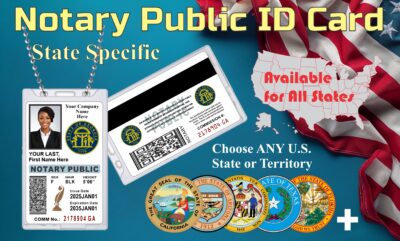 Notary Public ID Card - Customized with your photo, info and state seal